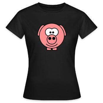 Mignon bande dessinée cochon peeps friendly - T-shirt Femme - noir - Devant - AI Model Female 172 dark (172cm)