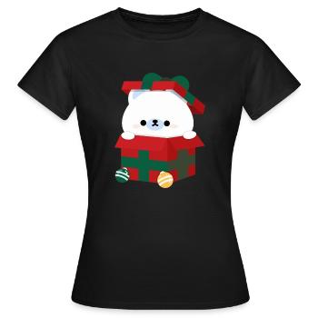 Polar Bear Christmas Present - Women's T-Shirt - black - Front - AI Model Female 172 dark (172cm)