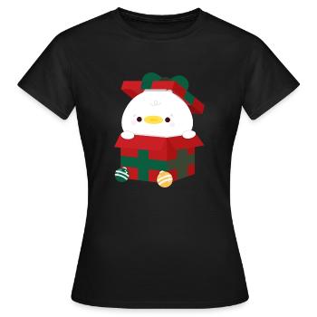 Duck Christmas Present - Women's T-Shirt - black - Front - AI Model Female 172 dark (172cm)