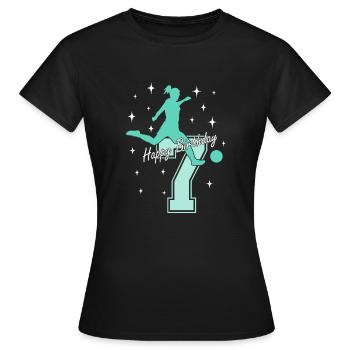 7. Geburtstag Fussball Fussballspielerin - Frauen T-Shirt - Schwarz - Vorne - AI Model Female 172 dark (172cm)