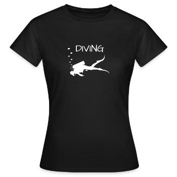 Diving Taucher mit Luftblasen Scuba - Frauen T-Shirt - Schwarz - Vorne - AI Model Female 172 dark (172cm)