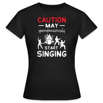 La prudence peut commencer à chanter - T-shirt Femme - noir - Devant - AI Model Female 172 dark (172cm)