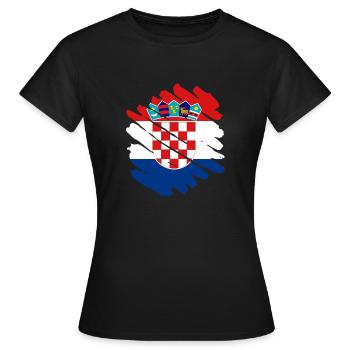 Drapeau de la Croatie Mer Adriatique Drapeau de Zagreb Croate - T-shirt Femme - noir - Devant - AI Model Female 172 dark (172cm)