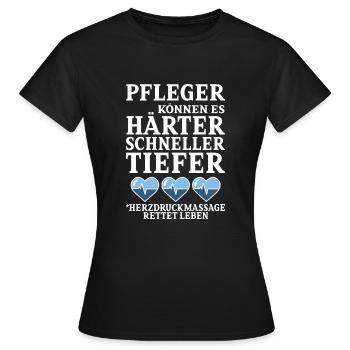 PFLEGER - Frauen T-Shirt - Schwarz - Vorne - AI Model Female 172 dark (172cm)