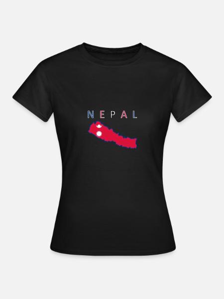 Nepal Karte Flagge Kathmandu - Frauen T-Shirt - Schwarz