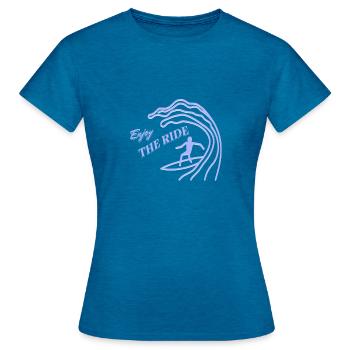 Profitez de la balade pour les surfeurs - T-shirt Femme - bleu saphir antique chiné - Devant - AI Model Female 172 dark (172cm)