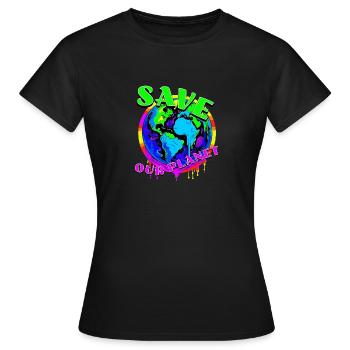 Save the planet - Frauen T-Shirt - Schwarz - Vorne - AI Model Female 172 dark (172cm)