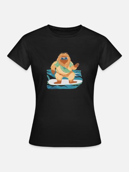 Bigfoot auf Surfbrett - Frauen T-Shirt - Schwarz