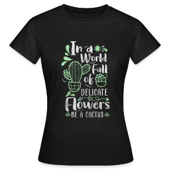 Pflanze Stacheln Gärtner Stich - Frauen T-Shirt - Schwarz - Vorne - AI Model Female 172 dark (172cm)