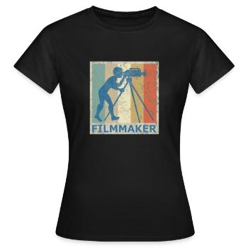 Retro Vintage Style Kamera Kameramann Film - Frauen T-Shirt - Schwarz - Vorne - AI Model Female 172 dark (172cm)