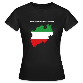 Nordrhein Westfalen Flagge Bundesland Umriss NRW - Frauen T-Shirt - Schwarz - Vorne - AI Model Female 172 dark (172cm)