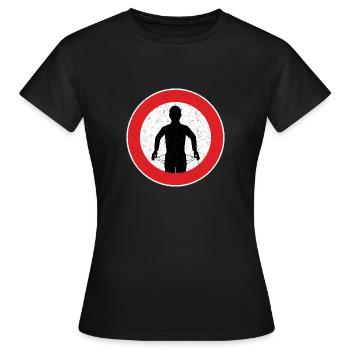 Vorsicht Achtung - bin Pleite - abgebrannt - Frauen T-Shirt - Schwarz - Vorne - AI Model Female 172 dark (172cm)