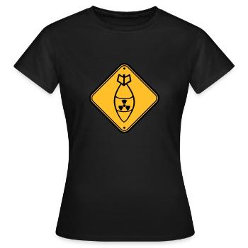 shield danger caution warning caution atomic bomb r - Women's T-Shirt - black - Front - AI Model Female 172 dark (172cm)