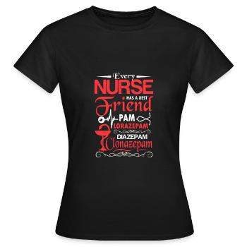 Infirmière infirmière infirmière - T-shirt Femme - noir - Devant - AI Model Female 172 dark (172cm)