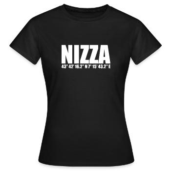 Nizza Koordinaten - Frauen T-Shirt - Schwarz - Vorne - AI Model Female 172 dark (172cm)