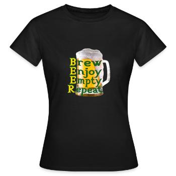 BIÈRE BRASSÉE PROFITER DE RÉPÉTITION VIDE - T-shirt Femme - noir - Devant - AI Model Female 172 dark (172cm)