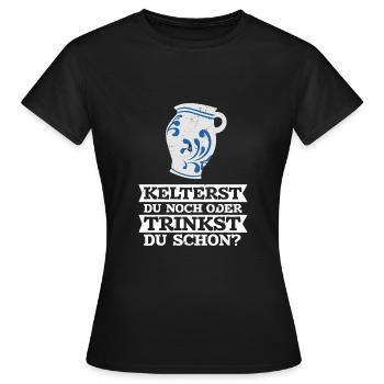 Frankfurt FFM Apfelwein Bembel Schoppen Spruch - Frauen T-Shirt - Schwarz - Vorne - AI Model Female 172 dark (172cm)