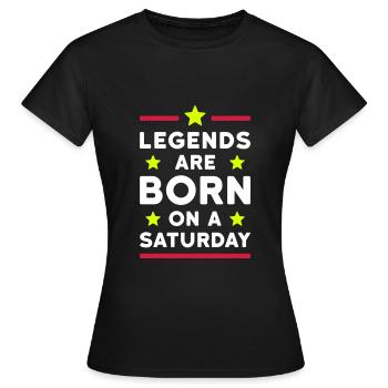 Les légendes naissent un samedi (lignes, étoiles) - T-shirt Femme - noir - Devant - AI Model Female 172 dark (172cm)