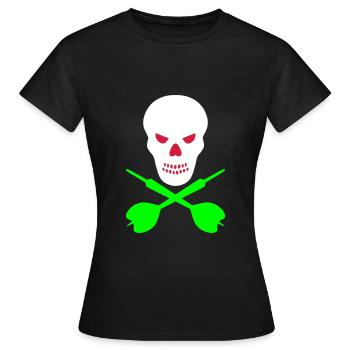 Schädel und überkreuzte Dartpfeile - Frauen T-Shirt - Schwarz - Vorne - AI Model Female 172 dark (172cm)