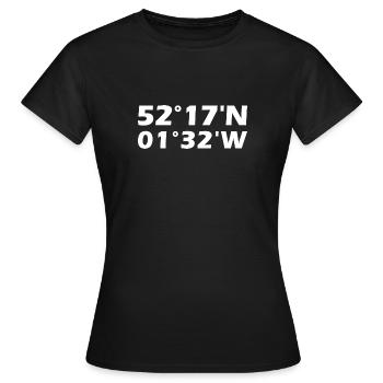 Leamington Spa Koordinaten - Frauen T-Shirt - Schwarz - Vorne - AI Model Female 172 dark (172cm)