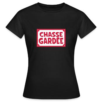 panneau chasse gardee rue humour 2002 - T-shirt Femme - noir - Devant - AI Model Female 172 dark (172cm)