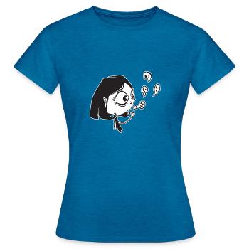Vampire fantôme - T-shirt Femme - bleu saphir antique chiné - Devant - AI Model Female 172 dark (172cm)