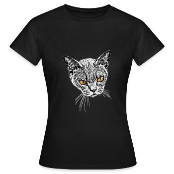 böse Mietzekatze - Frauen T-Shirt - Schwarz - Vorne - AI Model Female 172 dark (172cm)