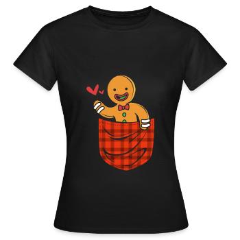 bonhomme en pain d’épice Coeur en pain d’épice Snacking en pain d’épice - T-shirt Femme - noir - Devant - AI Model Female 172 dark (172cm)