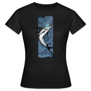 Azure Marlin: Majesty of the Depths - Women's T-Shirt - black - Front - AI Model Female 172 dark (172cm)