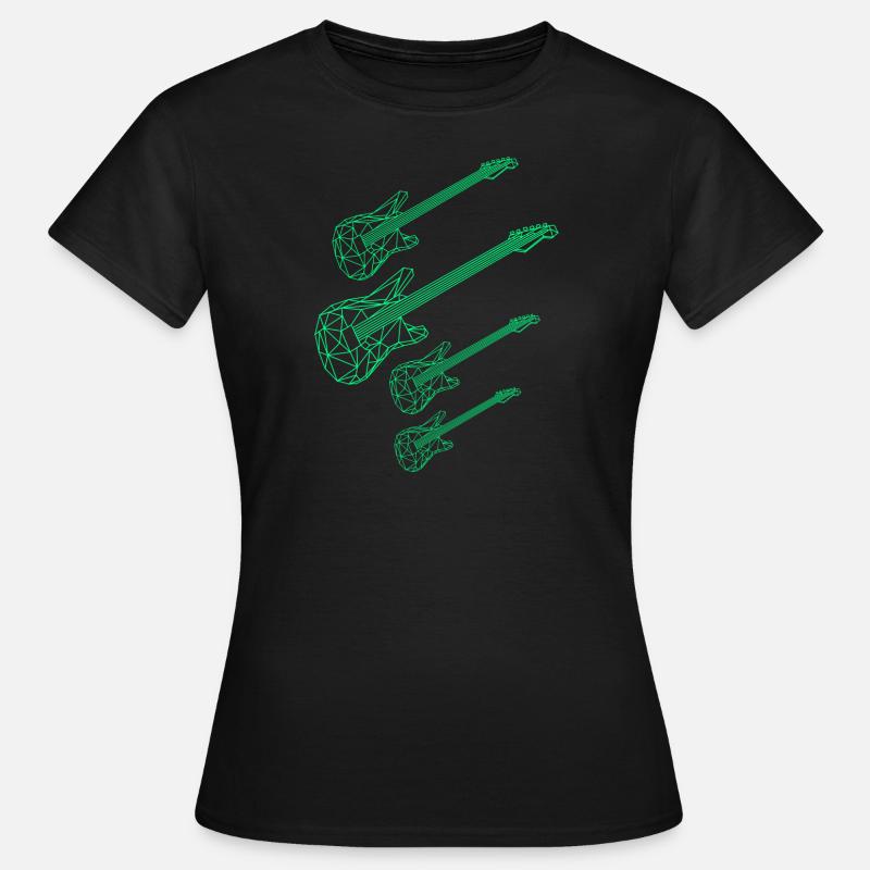 Guitar polygon line light green four - Women's T-Shirt - black