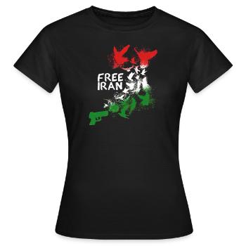 Iran libre, liberté, iran, Iran libre, drapeau, oiseaux, - T-shirt Femme - noir - Devant - AI Model Female 172 dark (172cm)
