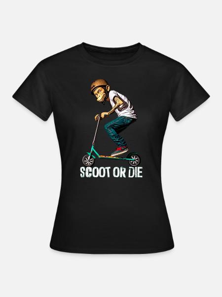 Stunt Scooter Affe macht Tricks - Frauen T-Shirt - Schwarz