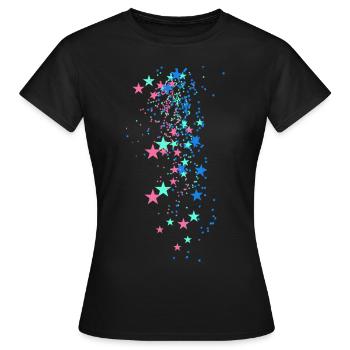 Stars, Drawing, Illustration,Blue,Star,Pink - Women's T-Shirt - black - Front - AI Model Female 172 dark (172cm)