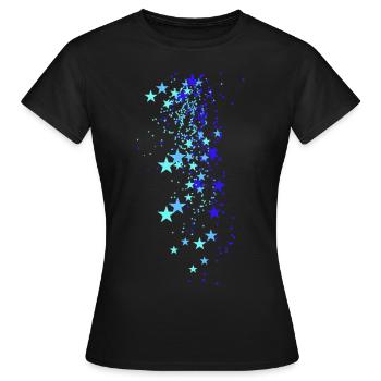 Stars, Drawing, Illustration,Blue,Star,Colorful - Women's T-Shirt - black - Front - AI Model Female 172 dark (172cm)