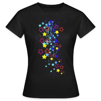 Stars, Drawing, Illustration,Blue,Star,Colorful - Women's T-Shirt - black - Front - AI Model Female 172 dark (172cm)
