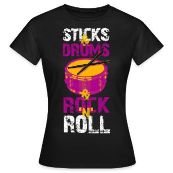 Sticks and Drums and Rock'n'Roll - Women's T-Shirt - black - Front - AI Model Female 172 dark (172cm)