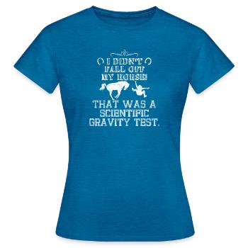 Horse rider dropping gravity science - Women's T-Shirt - antique blue sapphire heather - Front - AI Model Female 172 dark (172cm)