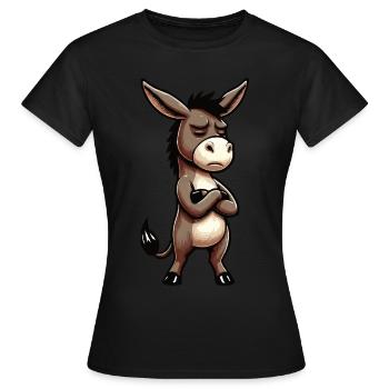 Esel Eselchen Eselhalter Muli Langohresel Muli - Frauen T-Shirt - Schwarz - Vorne - AI Model Female 172 dark (172cm)