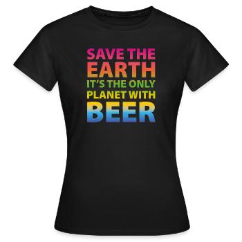 save the earth beer - Women's T-Shirt - black - Front - AI Model Female 172 dark (172cm)