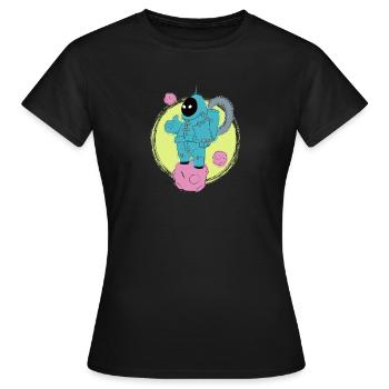 The good astronaut walking - Women's T-Shirt - black - Front - AI Model Female 172 dark (172cm)