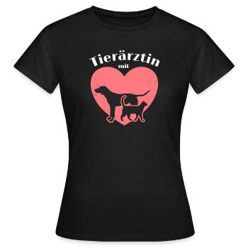 Tierärztin Tierarzt Hund Katze Herz Geschenk Liebe - Frauen T-Shirt - Schwarz - Vorne - AI Model Female 172 dark (172cm)