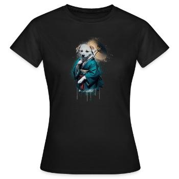 geisha dog, dog as geisha, anime,geisha,dog - Women's T-Shirt - black - Front - AI Model Female 172 dark (172cm)