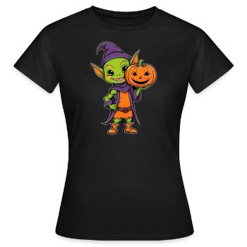 Cute halloween goblin - Women's T-Shirt - black - Front - AI Model Female 172 dark (172cm)