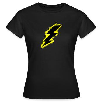 Éclair de foudre jaune et contour noir - T-shirt Femme - noir - Devant - AI Model Female 172 dark (172cm)