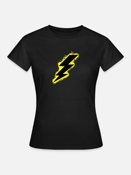 Bolt lightning yellow and black outline - Women's T-Shirt - black