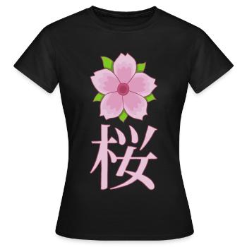 Fleur de cerisier manga - T-shirt Femme - noir - Devant - AI Model Female 172 dark (172cm)