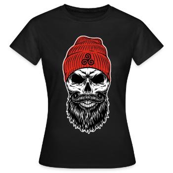 Bonnet Rouge Tête de mort avec Triskell - T-shirt Femme - noir - Devant - AI Model Female 172 dark (172cm)
