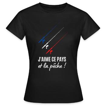 J aime ce pays et la pêche - T-shirt Femme - noir - Devant - AI Model Female 172 dark (172cm)