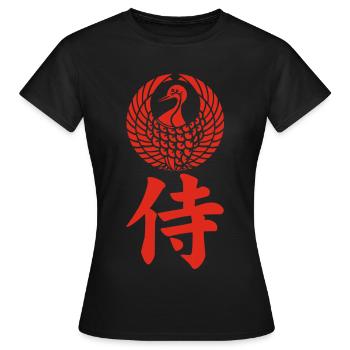 Samurai-Emblem des Mori-Clans (rot) - Frauen T-Shirt - Schwarz - Vorne - AI Model Female 172 dark (172cm)
