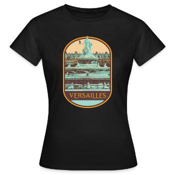 Fontaine Jardin Château Versailles, Élégance Royal - T-shirt Femme - noir - Devant - AI Model Female 172 dark (172cm)